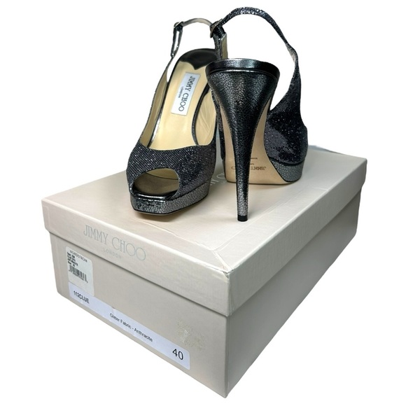 Jimmy Choo, Glitter Slingback Platform Pump ‘Clue’ Box Dustbag, Size 40 IT US 10 - Picture 2 of 16